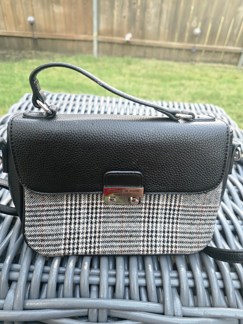 Marc New York Plaid Crossbody Bag in Black and Gray